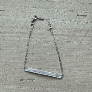 Sterling silver ID bracelet with cubic zircona detail